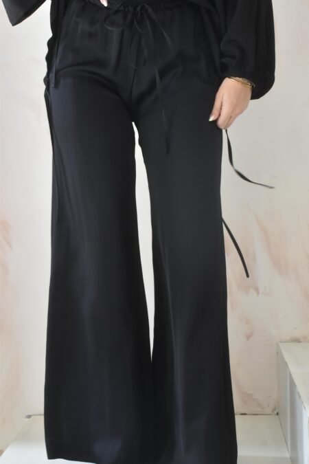 Satin cabana pants (black)/Athina klo παντελόνι