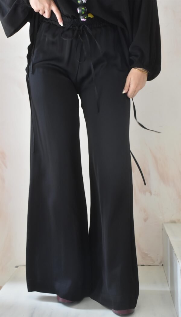 Satin cabana pants (black)/Athina klo παντελόνι