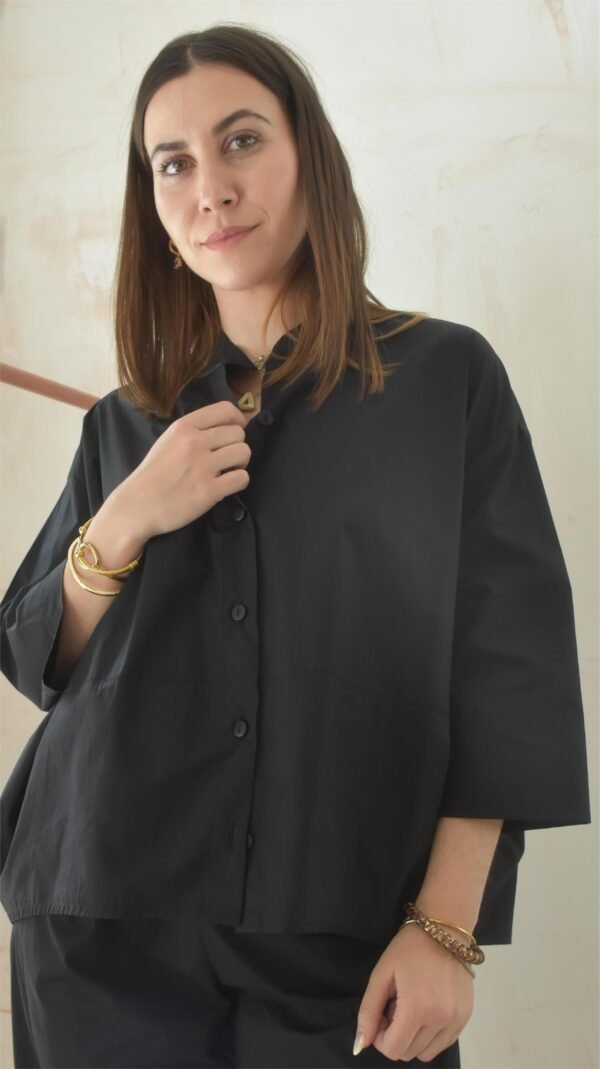 Shirt pop bob short (black)/Athina Klo πουκάμισο - Image 4