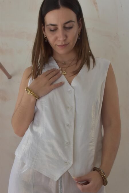 Γιλέκο glitter (white)/Athina klo γιλέκο
