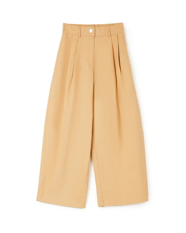 Milk White παντελόνι με πιέτες camel - Image 2