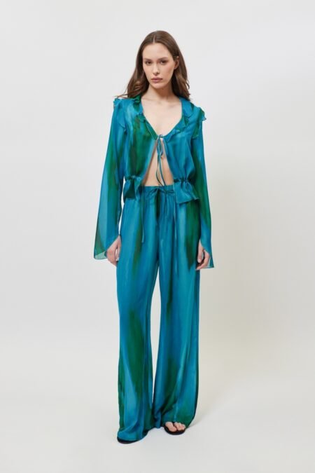 Valentina printed pants (aqua green)/Sunsetgo. παντελόνι