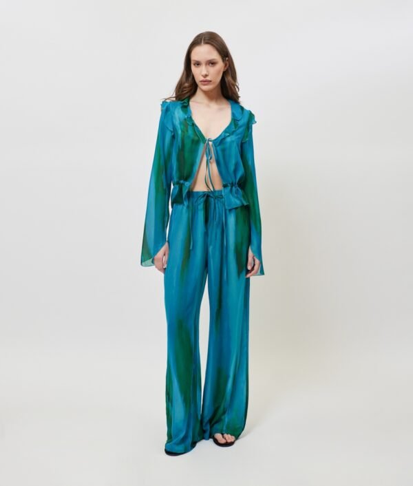 Valentina printed pants (aqua green)/Sunsetgo. παντελόνι