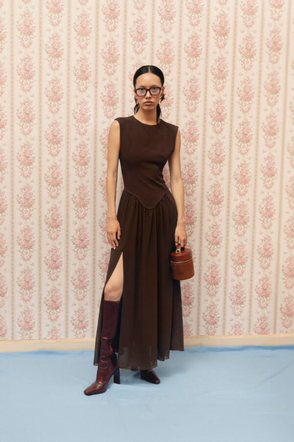 Drape dress brown/La Chaine φόρεμα - Image 3