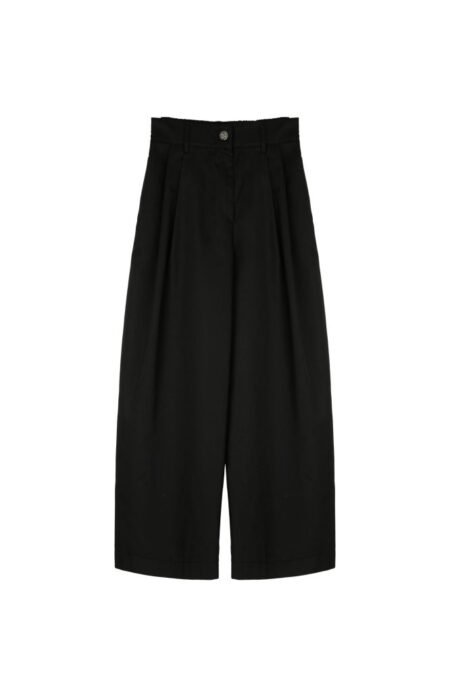 Classic pants cropped black/Milk White παντελόνι