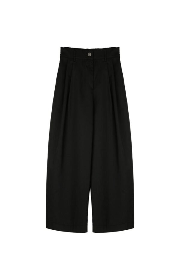 Classic pants cropped black/Milk White παντελόνι