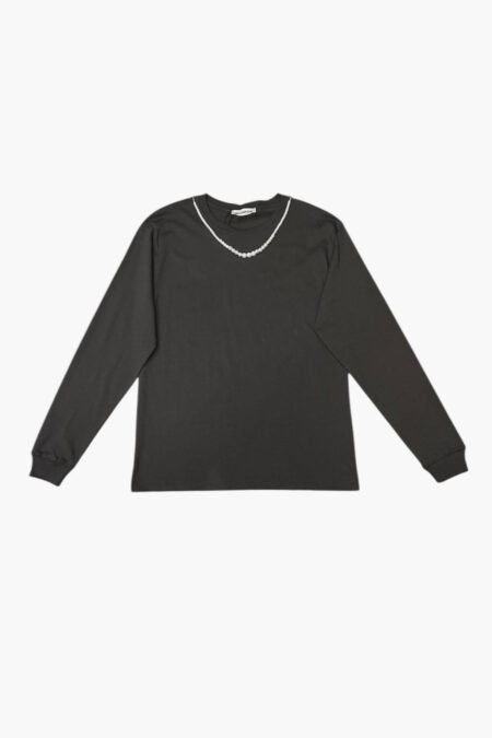 Μπλούζα με πέρλες faded black/Milk White μπλούζα