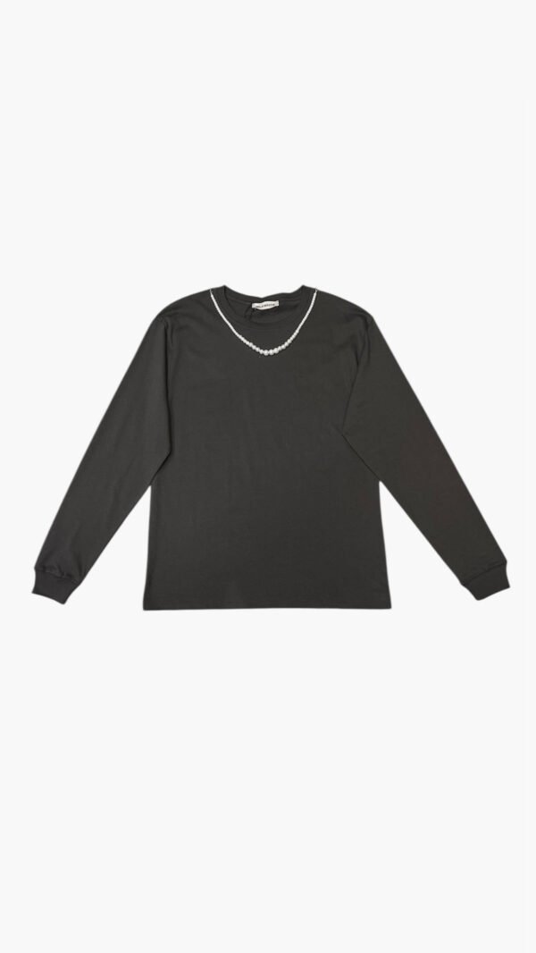 Μπλούζα με πέρλες faded black/Milk White μπλούζα