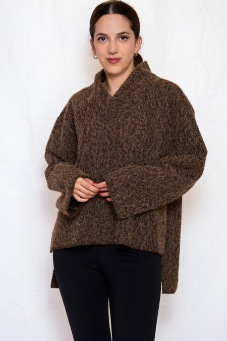 V neck knit top brown/Ckontova πλεκτό τοπ