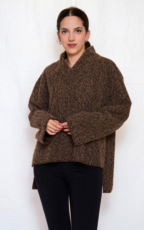 V neck knit top brown/Ckontova πλεκτό τοπ