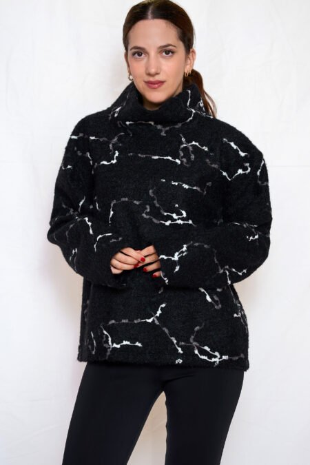High neck knit top black/Ckontova πλεκτό τοπ