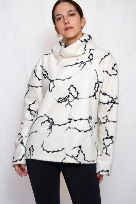 High neck knit top white/Ckontova πλεκτό τοπ