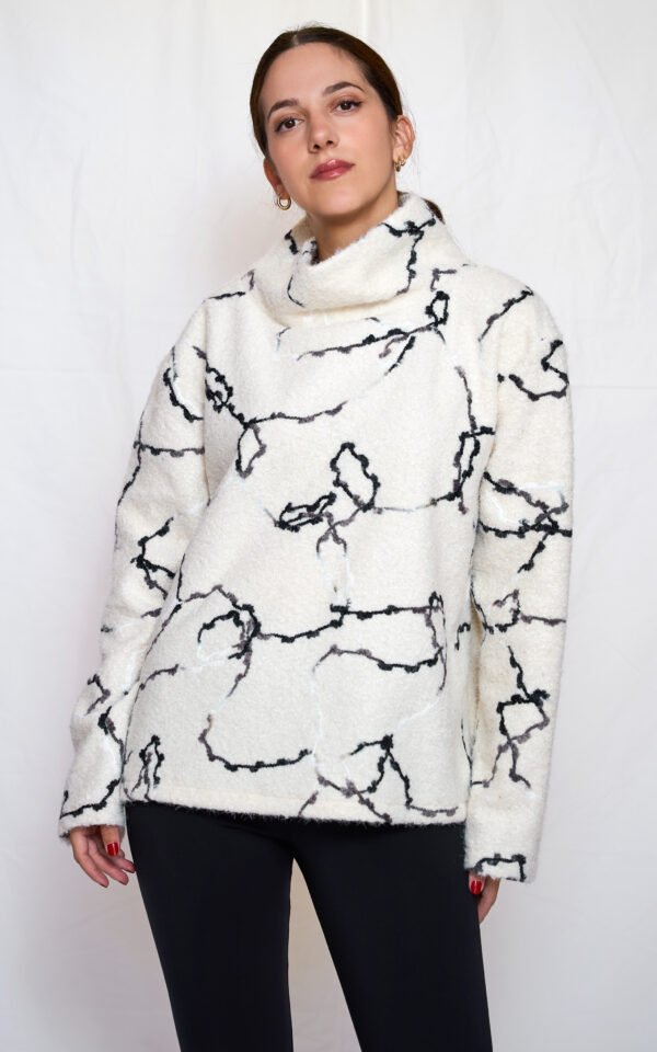 High neck knit top white/Ckontova πλεκτό τοπ