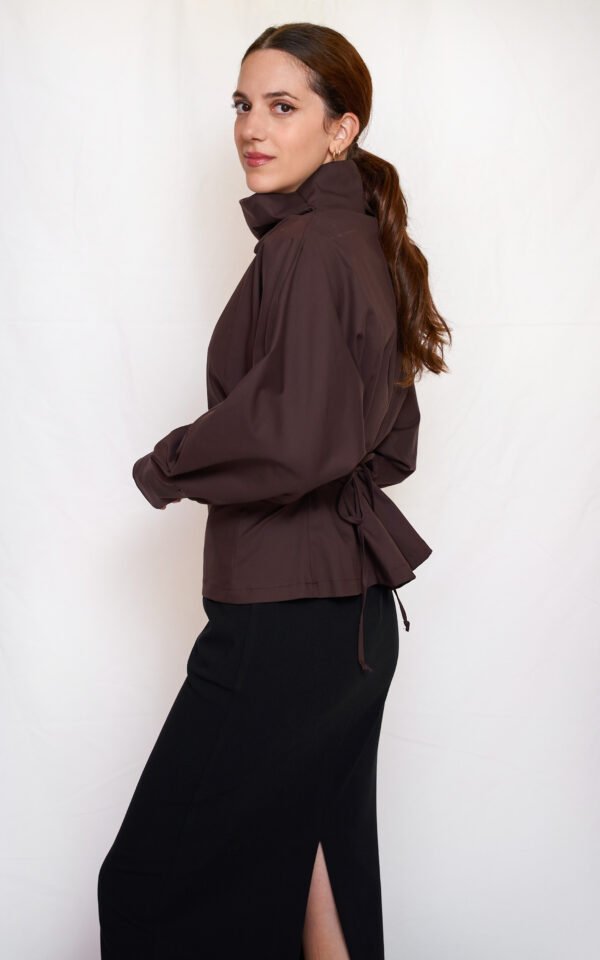 Brown poplin voluminous top/ckontova τοπ - Image 2