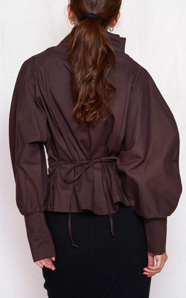 Brown poplin voluminous top/ckontova τοπ - Image 3