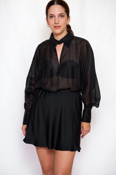 Bodysuit-shirt black/ckontova κορμάκι-πουκάμισο