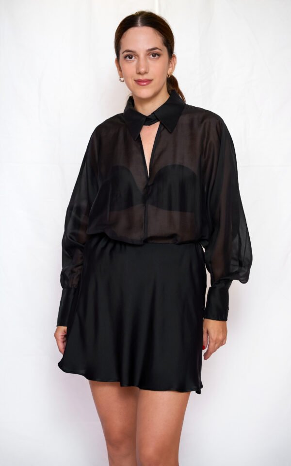 Bodysuit-shirt black/ckontova κορμάκι-πουκάμισο