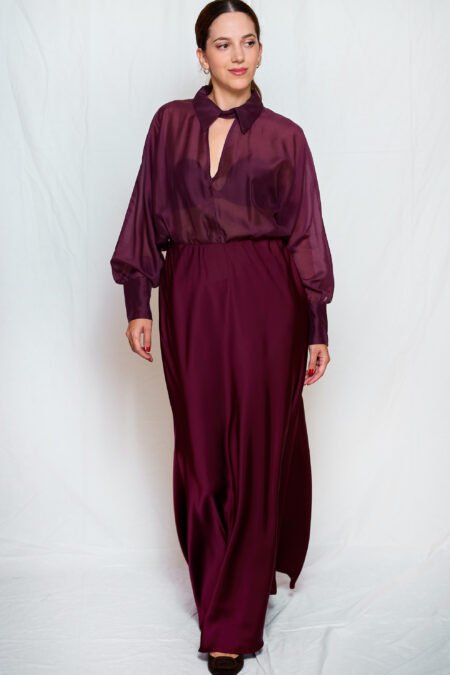 Bodysuit-shirt bordeaux/ckontova κορμάκι-πουκάμισο