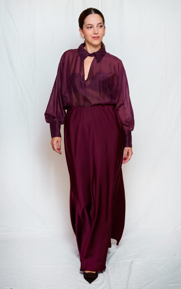 Bodysuit-shirt bordeaux/ckontova κορμάκι-πουκάμισο