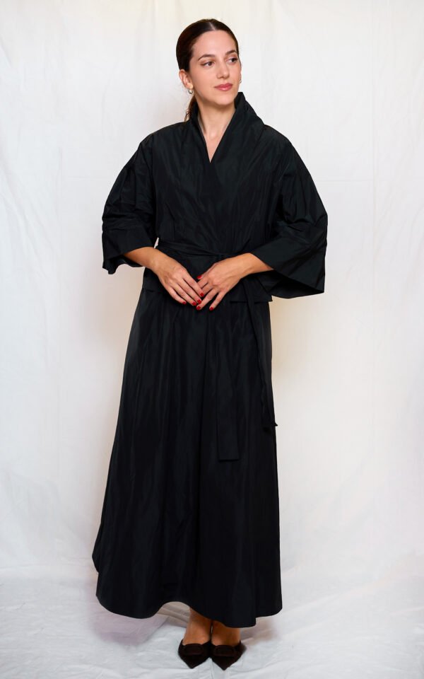 Black taffeta kimono/ckontova τοπ-κιμονό - Image 2