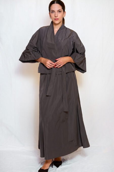 Brown taffeta kimono/ckontova τοπ-κιμονό