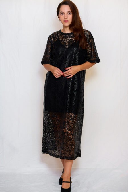 Black lace midi dress/ckontova φόρεμα