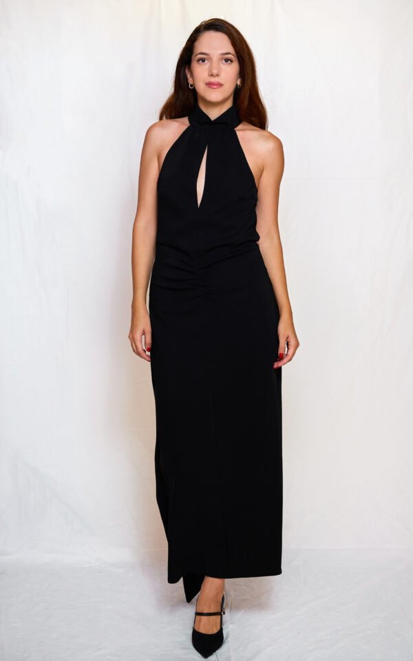 Black halter-neck midi dress/ckontova φόρεμα