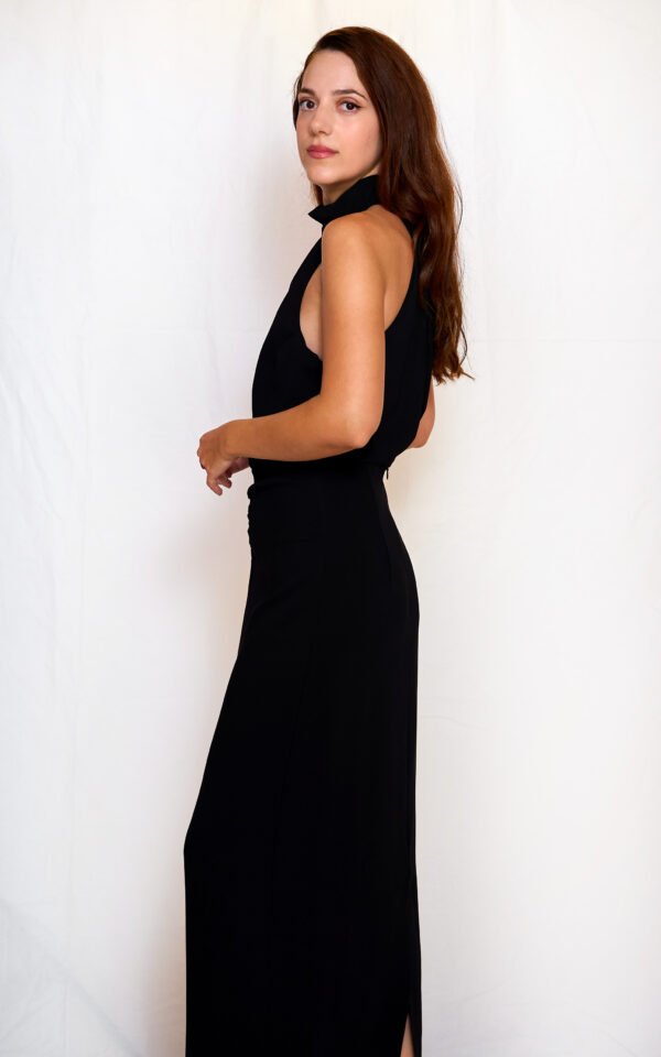 Black halter-neck midi dress/ckontova φόρεμα - Image 2