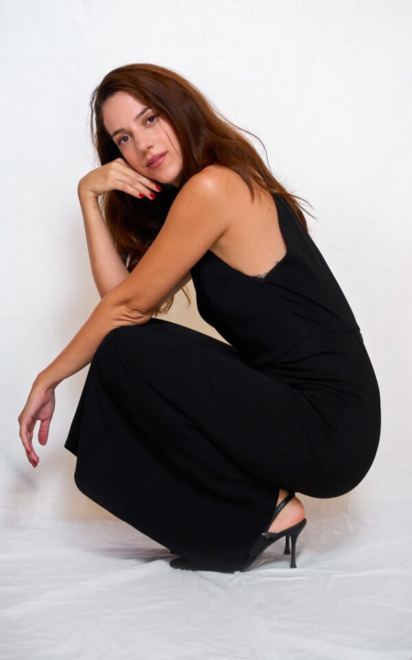 Black halter-neck midi dress/ckontova φόρεμα - Image 5