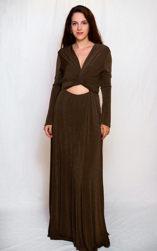 Long tye dress brown one size/ckontova φόρεμα