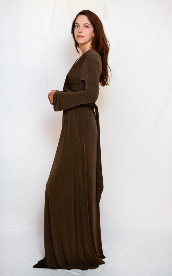 Long tye dress brown one size/ckontova φόρεμα - Image 2