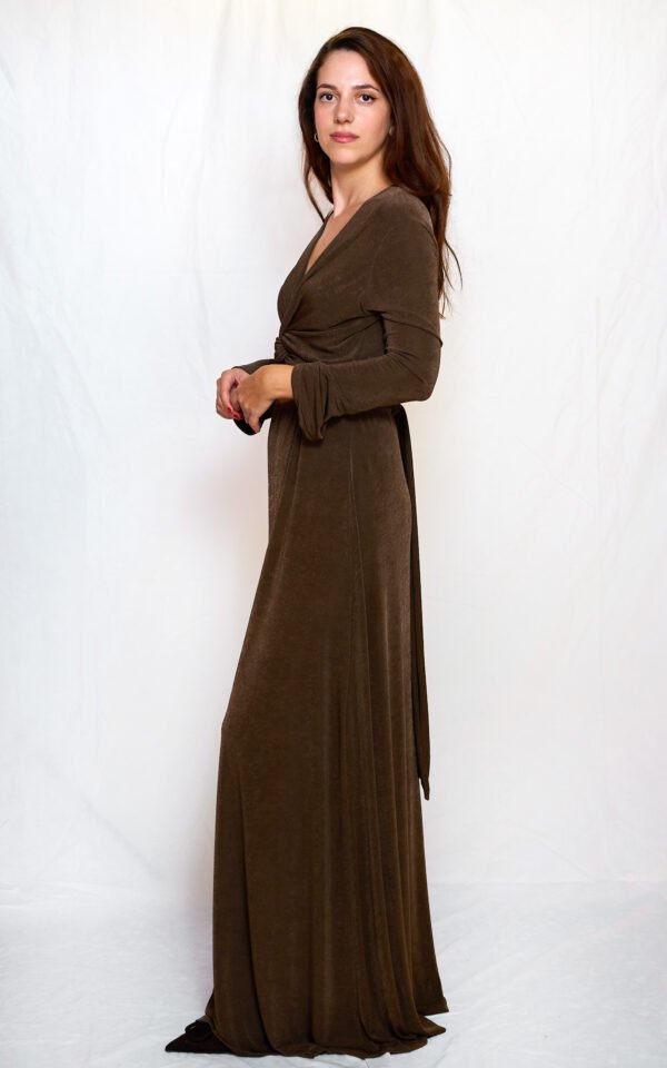 Long tye dress brown one size/ckontova φόρεμα - Image 3