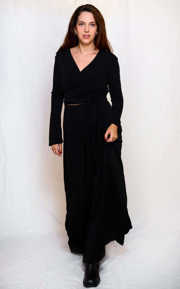 Long tye dress black one size/ckontova φόρεμα - Image 3