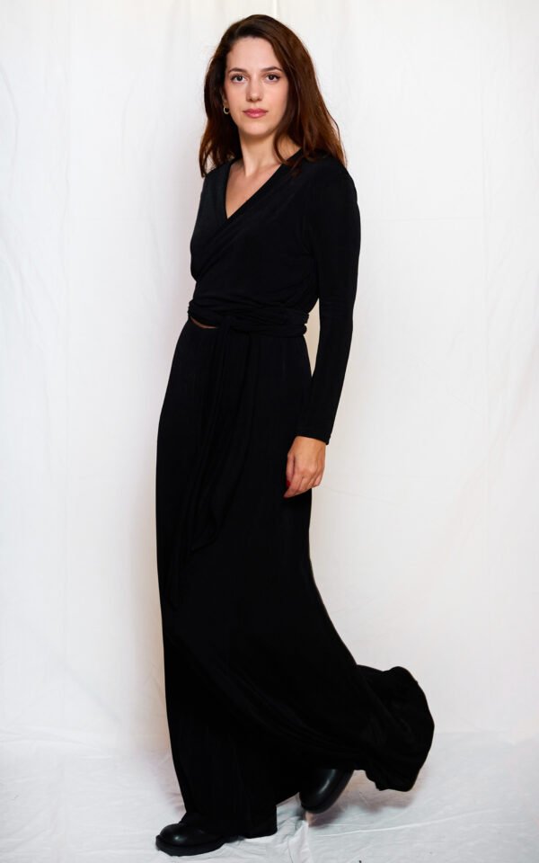 Long tye dress black one size/ckontova φόρεμα - Image 2