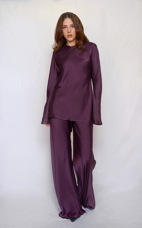 Satin flared pants plum/Ckontova παντελόνι