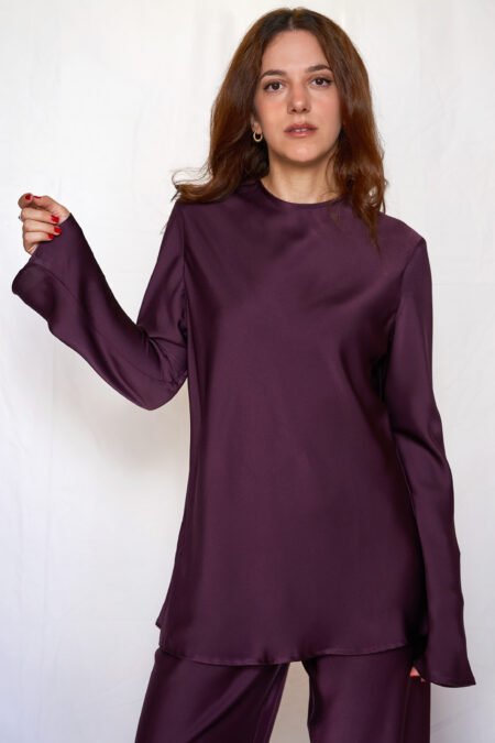 Satin longsleeve top plum/Ckontova τοπ