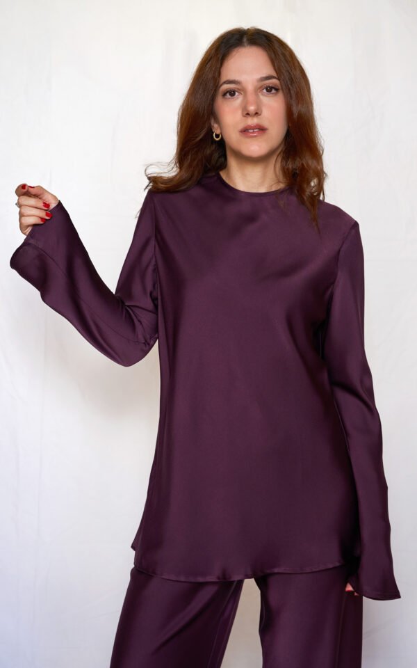 Satin longsleeve top plum/Ckontova τοπ