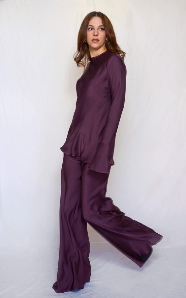Satin flared pants plum/Ckontova παντελόνι - Image 3