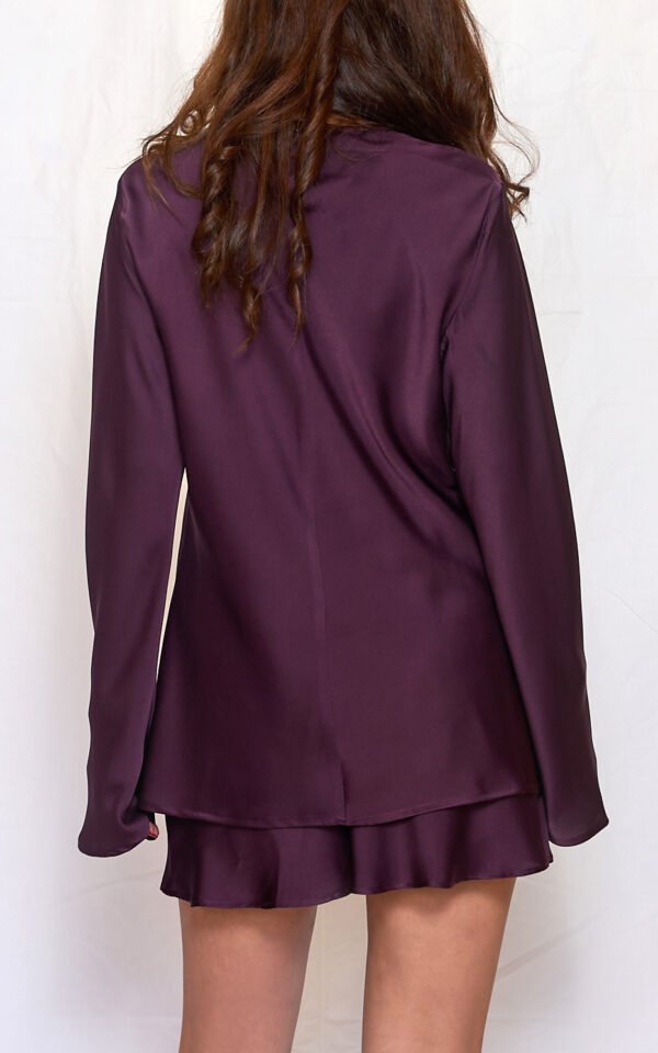 Satin longsleeve top plum/Ckontova τοπ - Image 3