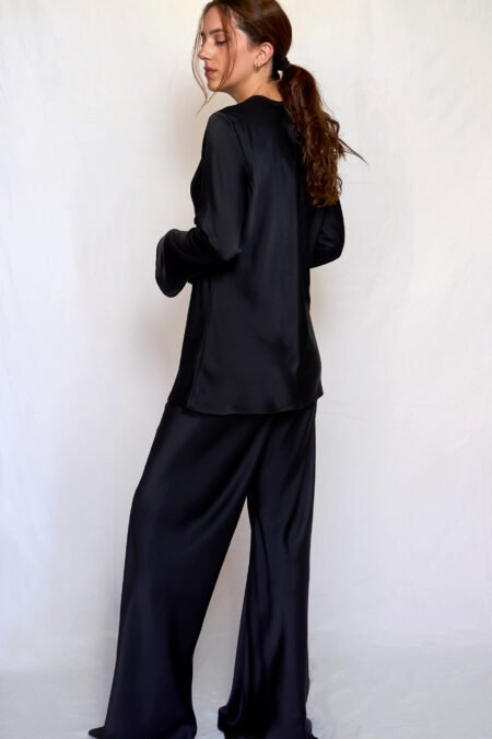 Satin flared pants black/Ckontova παντελόνι