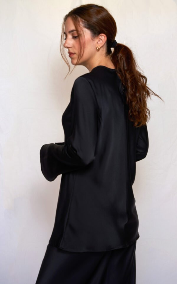 Satin longsleeve top black/Ckontova τοπ - Image 2