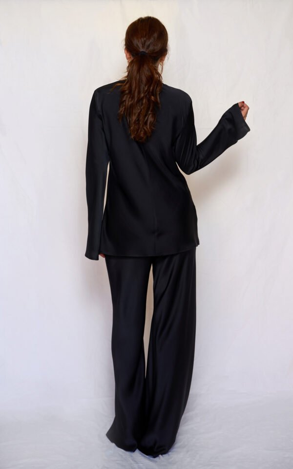 Satin longsleeve top black/Ckontova τοπ - Image 3