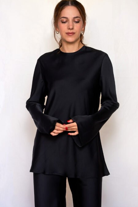 Satin longsleeve top black/Ckontova τοπ