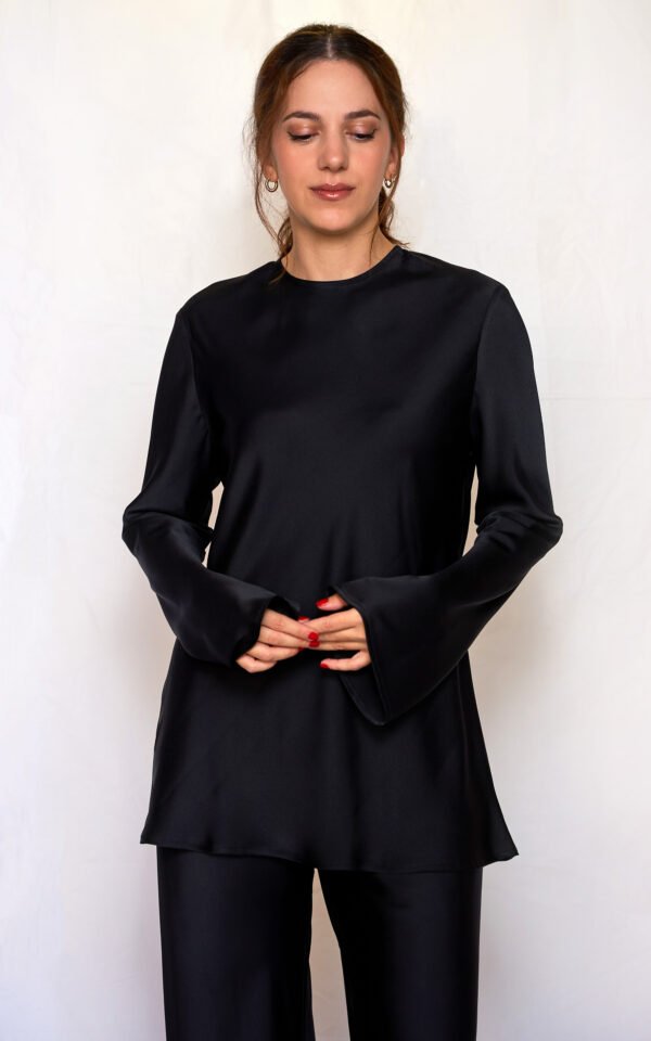 Satin longsleeve top black/Ckontova τοπ