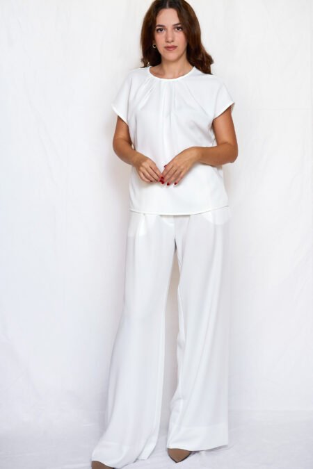 White wide leg pants/ckontova παντελόνι