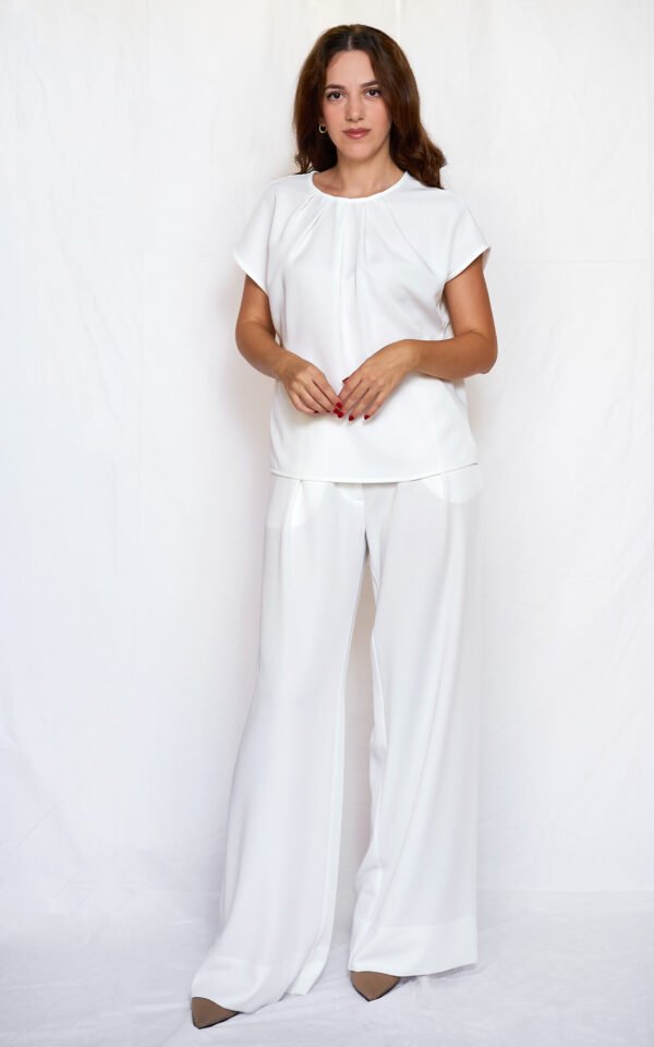 White wide leg pants/ckontova παντελόνι