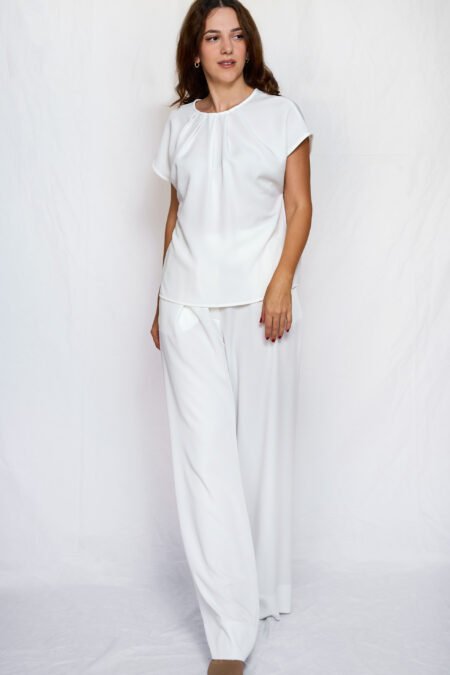 White pleated top/ckontova τοπ