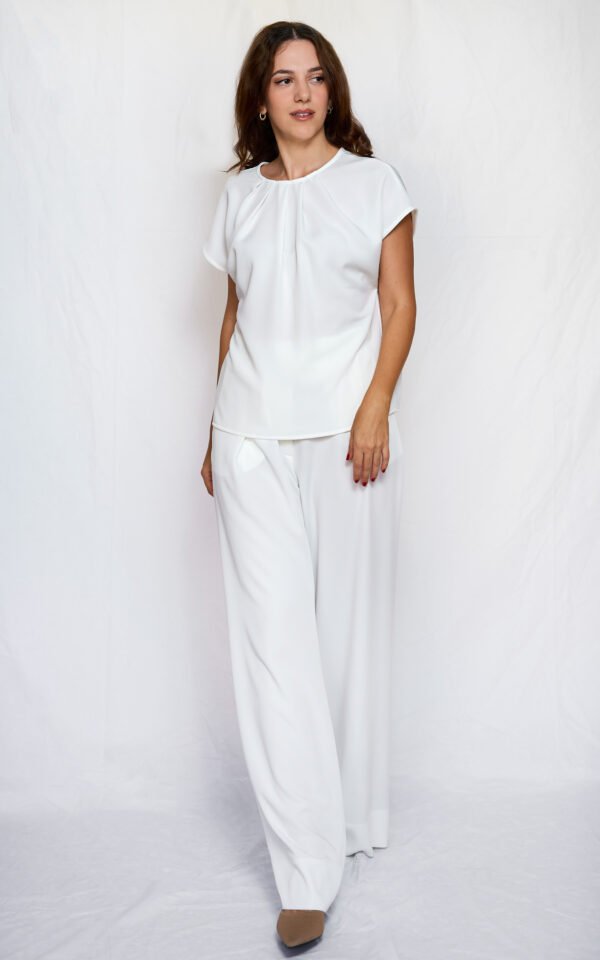 White pleated top/ckontova τοπ