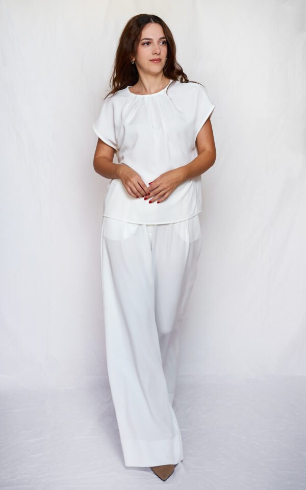 White wide leg pants/ckontova παντελόνι - Image 2