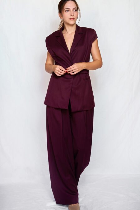 Bordeaux tailored pinstriped pants/ckontova παντελόνι